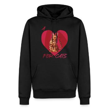 Chat Bengal avec cœur pour chats Chaton d’amour chat - Sweat à capuche Premium bio Homme - noir - Devant - Nico (187cm)
