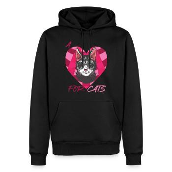 Liebes-Katzen-Kätzchen mit Herz-Katzen-Liebes-cool - Männer Premium Bio Hoodie - Schwarz - Vorne - Nico (187cm)