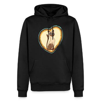 Siamesische Katze Retro Herz Ich liebe Katzen Tomc - Männer Premium Bio Hoodie - Schwarz - Vorne - Nico (187cm)