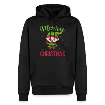 Frohe Weihnachten Zwerg Weihnachtsmann Helfer Weih - Männer Premium Bio Hoodie - Schwarz - Vorne - Nico (187cm)