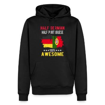Halb Deutsch Halb Portugiese - Männer Premium Bio Hoodie - Schwarz - Vorne - Nico (187cm)