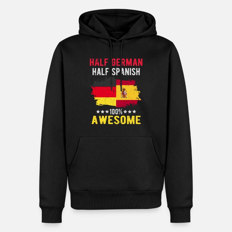 Halb Deutsch Halb Spanier - Männer Premium Bio Hoodie - Schwarz