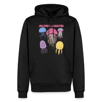 Qualle Addicted Sea Souvenir Ozeanleben Unterwasse - Männer Premium Bio Hoodie - Schwarz - Vorne - Nico (187cm)