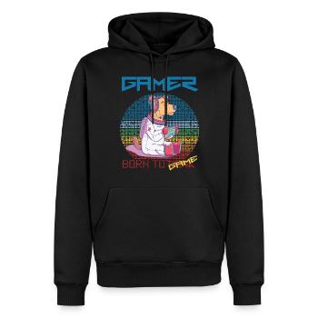 Jeux vidéo Funny Gamer Born To Gaming Retro Astro - Sweat à capuche Premium bio Homme - noir - Devant - Nico (187cm)