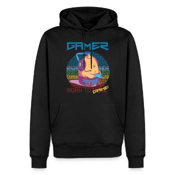 Gamer Funny Chick Video Games Born To Gaming Retro - Men’s Premium Organic Hoodie - black - Front - Nico (187cm)