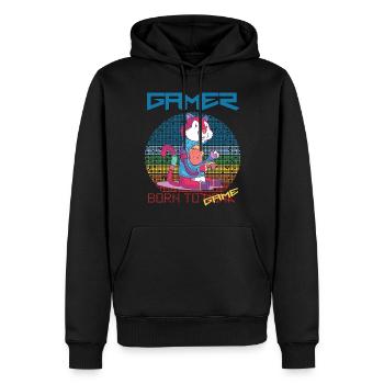 Video Games Funny Gamer Born To Gaming Retro Game - Männer Premium Bio Hoodie - Schwarz - Vorne - Nico (187cm)