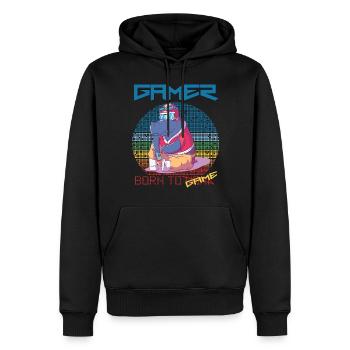 Video Games Funny Gamer Born To Gaming Retro Game - Männer Premium Bio Hoodie - Schwarz - Vorne - Nico (187cm)