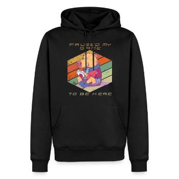 Funny Video Games Gamer Paused My Game Retro Gamin - Men’s Premium Organic Hoodie - black - Front - Nico (187cm)
