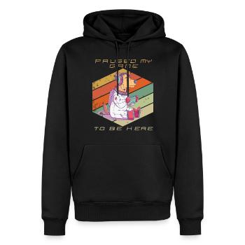 Video Games Gamer Paused My Game Retro Gaming Dog - Men’s Premium Organic Hoodie - black - Front - Nico (187cm)