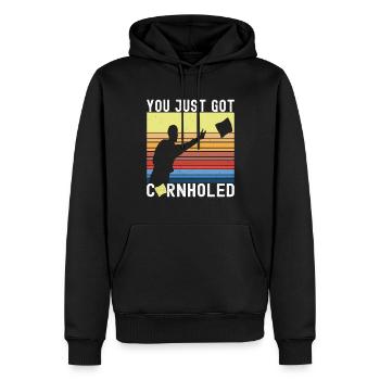Cornhole Player Cornhole Board - Men’s Premium Organic Hoodie - black - Front - Nico (187cm)