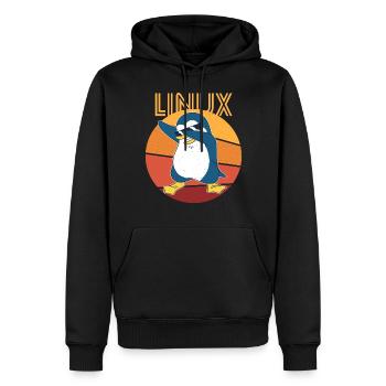 Linux Admin Cool Penguin Nerd Informatics - Sweat à capuche Premium bio Homme - noir - Devant - Nico (187cm)