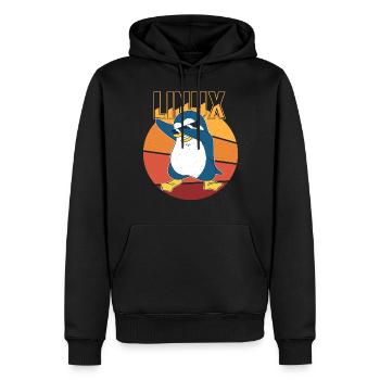 Linux Root Admin Cool Penguin Informatics Nerd - Sweat à capuche Premium bio Homme - noir - Devant - Nico (187cm)