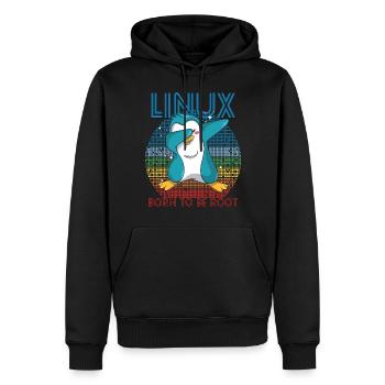 Born To Be Root Retro Penguin Linux Nerd Program - Sweat à capuche Premium bio Homme - noir - Devant - Nico (187cm)