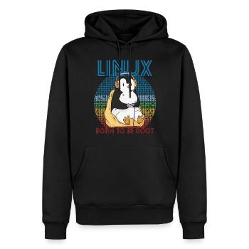 Gamer Root Retro Penguin Linux Nerd Programmer Gee - Männer Premium Bio Hoodie - Schwarz - Vorne - Nico (187cm)