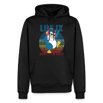 Root Party Penguin Retro Linux Cool Nerd Programmes - Sweat à capuche Premium bio Homme - noir - Devant - Nico (187cm)