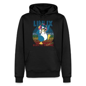 Linux Party Born To Be Root Geek Game Programmer A - Männer Premium Bio Hoodie - Schwarz - Vorne - Nico (187cm)