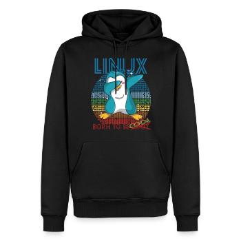 Linux Cool Born To Be Root Cute Penguin Geek Admin - Sweat à capuche Premium bio Homme - noir - Devant - Nico (187cm)