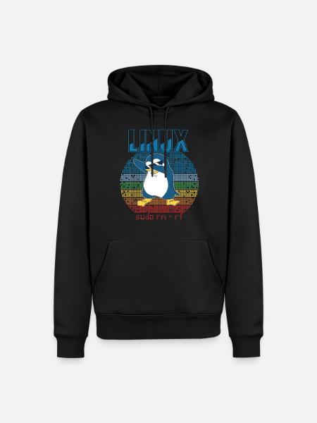 Linux Sudo Root Geek Admin Penguin Nerd Programmer - Männer Premium Bio Hoodie - Schwarz