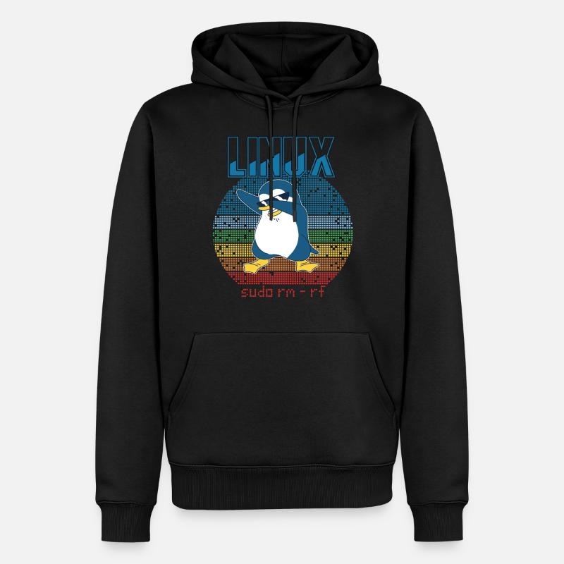 Linux Sudo Root Geek Admin Penguin Nerd Programmer - Männer Premium Bio Hoodie - Schwarz