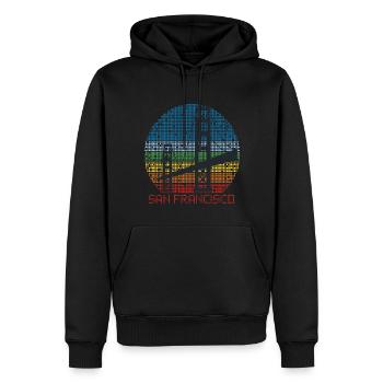 Golden Gate Bridge San Francisco Souvenir Californie - Sweat à capuche Premium bio Homme - noir - Devant - Nico (187cm)