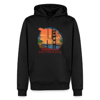 San Francisco Golden Gate Bridge en Californie Sun - Sweat à capuche Premium bio Homme - noir - Devant - Nico (187cm)