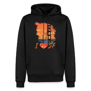 Golden Gate Bridge San Francisco Love California - Sweat à capuche Premium bio Homme - noir - Devant - Nico (187cm)
