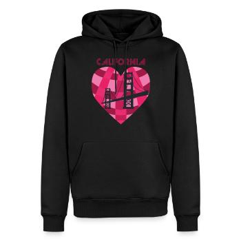Cœur de San Francisco Golden Gate Bridge Calife d’amour - Sweat à capuche Premium bio Homme - noir - Devant - Nico (187cm)