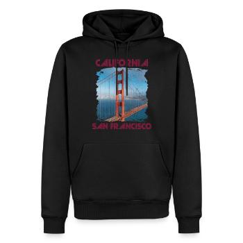 California Love San Francisco Golden Gate Bridge-A - Sweat à capuche Premium bio Homme - noir - Devant - Nico (187cm)