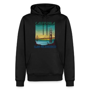Californie San Francisco vacances Golden Gate Brid - Sweat à capuche Premium bio Homme - noir - Devant - Nico (187cm)