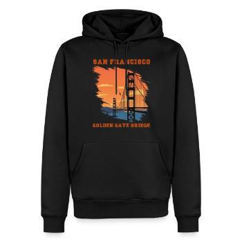 Golden Gate Bridge San Francisco Souvenir Californie - Sweat à capuche Premium bio Homme - noir - Devant - Nico (187cm)