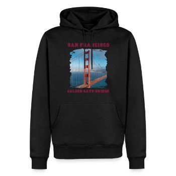Golden Gate Bridge Souvenir San Francisco Californie - Sweat à capuche Premium bio Homme - noir - Devant - Nico (187cm)