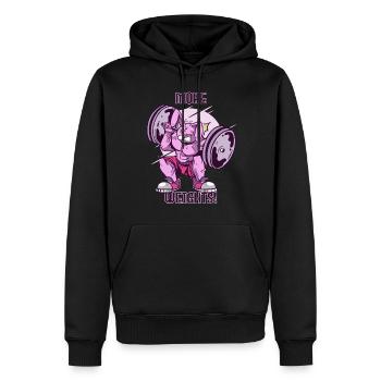 Gym Lapin Plus de musculations Motivati - Sweat à capuche Premium bio Homme - noir - Devant - Nico (187cm)
