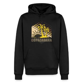 Copacabana-Palmen-Sommer-Strand-Sonne-Wellen-Ferie - Männer Premium Bio Hoodie - Schwarz - Vorne - Nico (187cm)