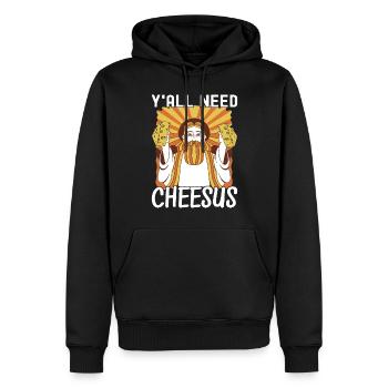 Amateurs de fromage Gouda - Sweat à capuche Premium bio Homme - noir - Devant - Nico (187cm)