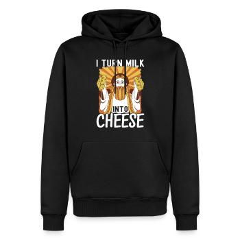 Amateurs de fromage Gouda - Sweat à capuche Premium bio Homme - noir - Devant - Nico (187cm)