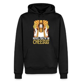 Amateurs de fromage Gouda - Sweat à capuche Premium bio Homme - noir - Devant - Nico (187cm)