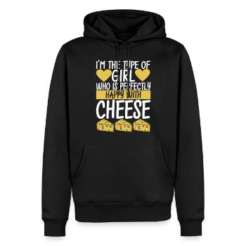 Amateurs de fromage Gouda - Sweat à capuche Premium bio Homme - noir - Devant - Nico (187cm)
