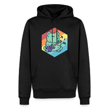 Mignon Guitariste-Grenouille-Guitare-Rock-Guitare-Musici - Sweat à capuche Premium bio Homme - noir - Devant - Nico (187cm)