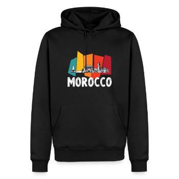 Rétro Maroc Skyline Afrique Souvenir Marocain G - Sweat à capuche Premium bio Homme - noir - Devant - Nico (187cm)