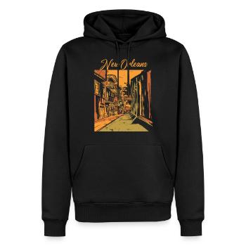 Nouvelle-Orléans Louisiane Souvenir Bourbon Street - Sweat à capuche Premium bio Homme - noir - Devant - Nico (187cm)