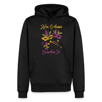 Français Bourbon souvenir du carnaval de la Nouvelle-Orléans - Sweat à capuche Premium bio Homme - noir - Devant - Nico (187cm)