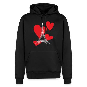 Tour Eiffel avec Coeur-Amour-Paris-Souvenir-France - Sweat à capuche Premium bio Homme - noir - Devant - Nico (187cm)