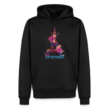 Paris-Souvenir-France-Français-L’amour de l’œuf - Sweat à capuche Premium bio Homme - noir - Devant - Nico (187cm)