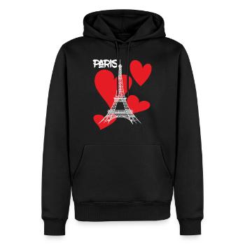 Paris-Eiffelturm mit Herz-Andenken-Frankreich-Fran - Männer Premium Bio Hoodie - Schwarz - Vorne - Nico (187cm)
