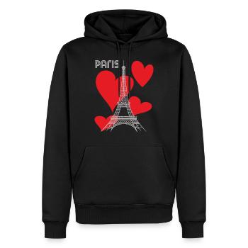 Paris verliebter Eiffelturm mit Herz-Frankreich-An - Männer Premium Bio Hoodie - Schwarz - Vorne - Nico (187cm)
