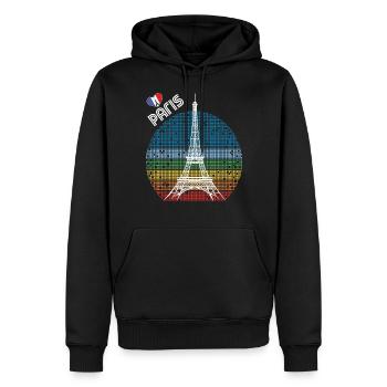 Love Paris Retro Tour Eiffel France Souvenir F - Sweat à capuche Premium bio Homme - noir - Devant - Nico (187cm)