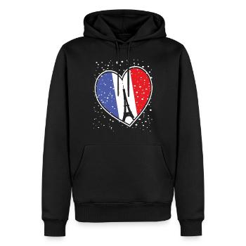 Schnee Paris Winter Eiffelturm Frankreich Schneefl - Männer Premium Bio Hoodie - Schwarz - Vorne - Nico (187cm)
