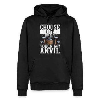 Enclume de forge forgeuse - Sweat à capuche Premium bio Homme - noir - Devant - Nico (187cm)