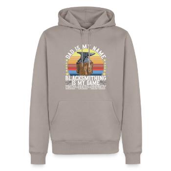 Schmied Schmieden Amboss - Männer Premium Bio Hoodie - Taupe - Vorne - Nico (187cm)