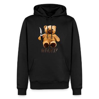 Lustiger Teddy mit Messer was? Mörderischer Teddyb - Männer Premium Bio Hoodie - Schwarz - Vorne - Nico (187cm)